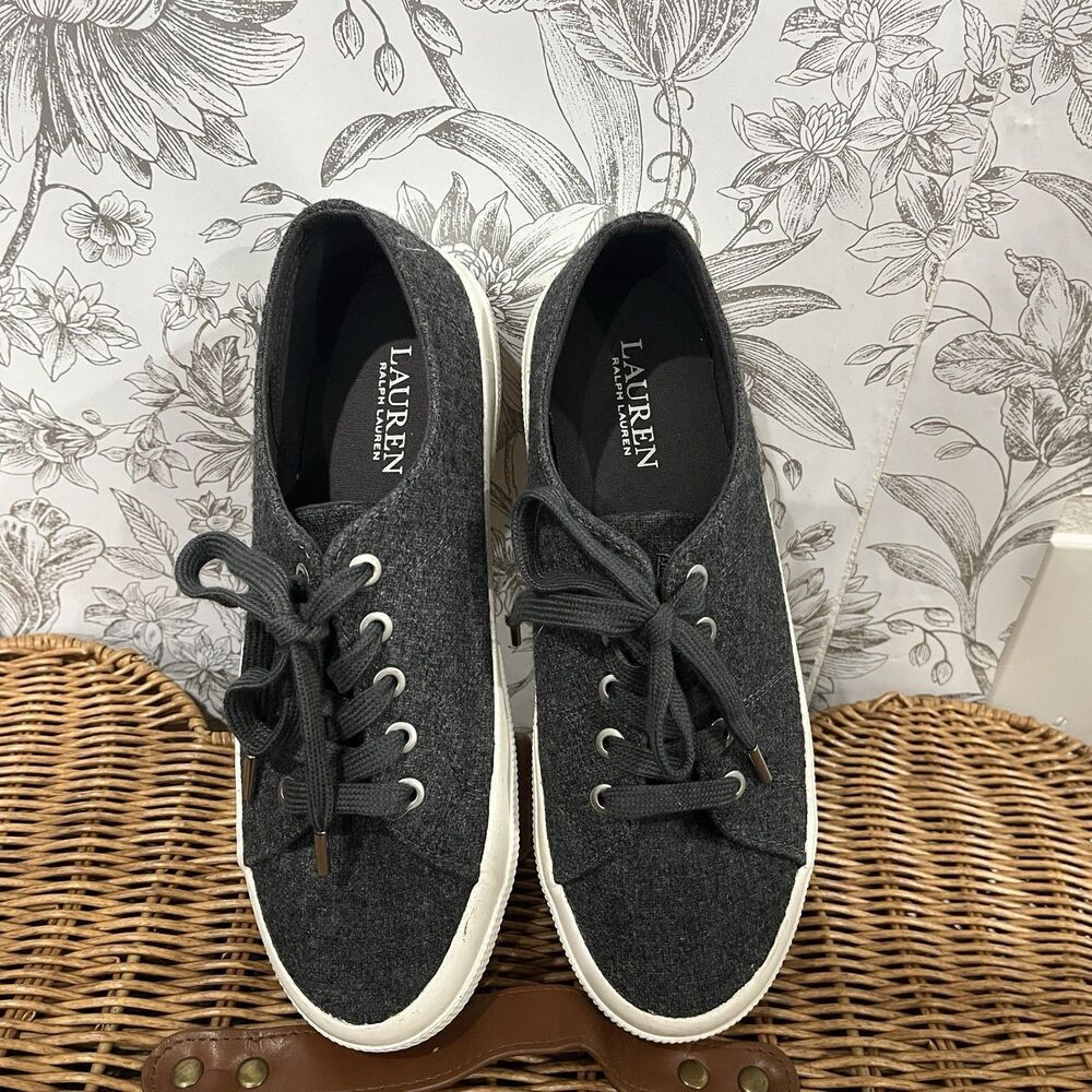 Lauren Ralph Lauren Jolie Wool Sneakers Women's Gray Shoes Size 8 Classic